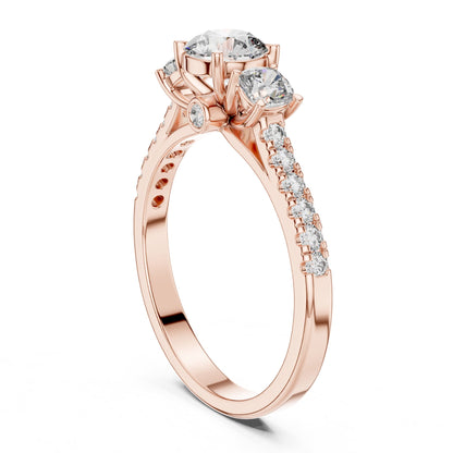 Round Three Stone Lab Grown Diamond Engagement Ring
