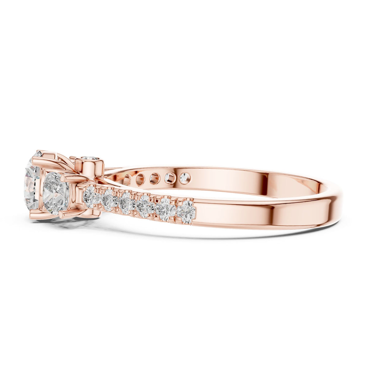 Round Three Stone Lab Grown Diamond Engagement Ring
