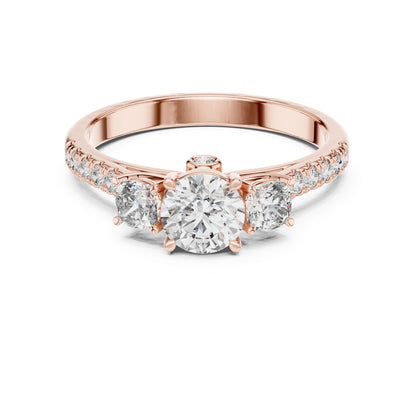 Round Three Stone Lab Grown Diamond Engagement Ring