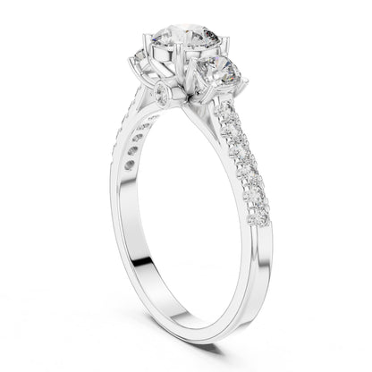 Round Three Stone Lab Grown Diamond Engagement Ring