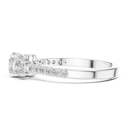 Round Three Stone Lab Grown Diamond Engagement Ring