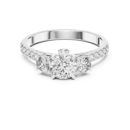 Round Three Stone Lab Grown Diamond Engagement Ring