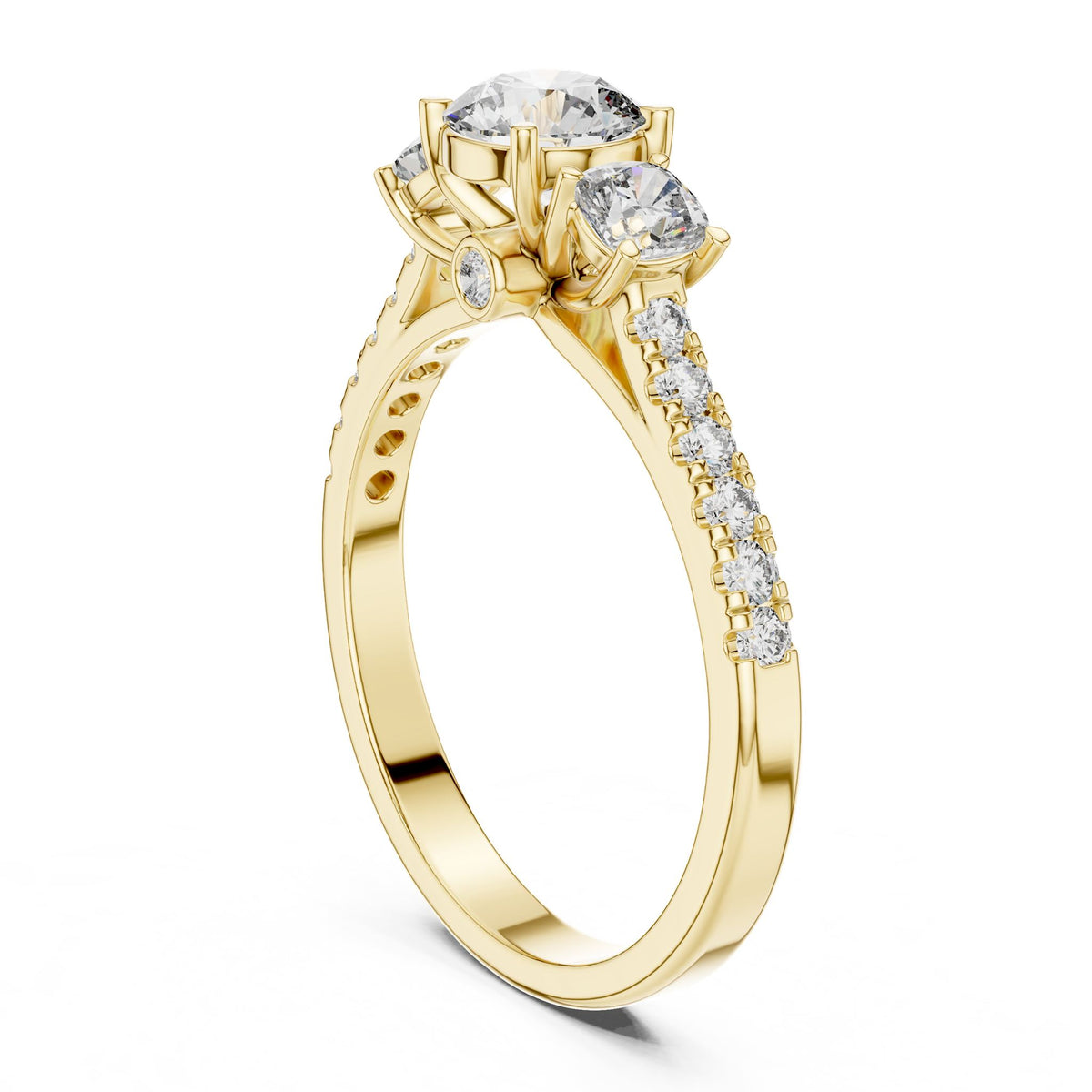 Round Three Stone Lab Grown Diamond Engagement Ring