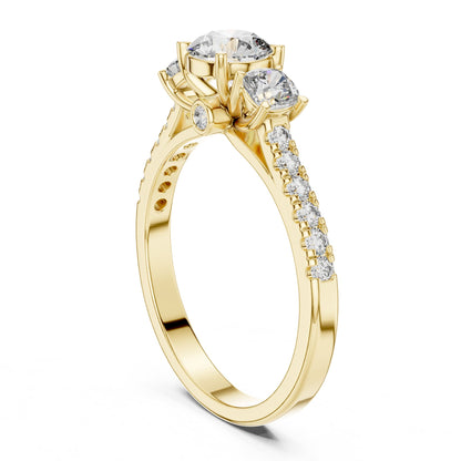 Round Three Stone Lab Grown Diamond Engagement Ring