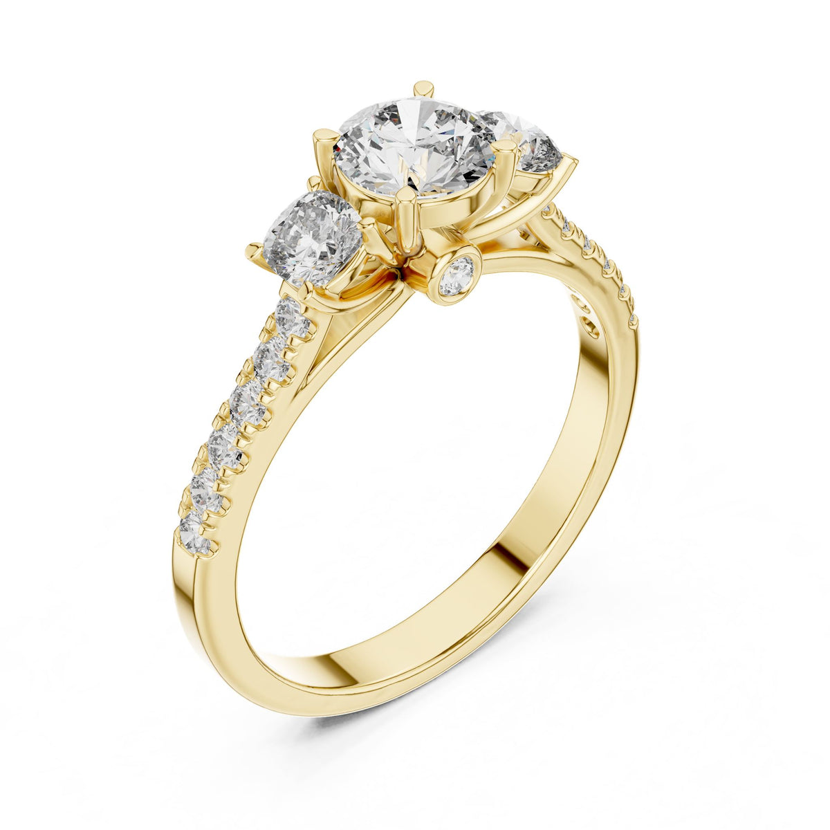 Round Three Stone Lab Grown Diamond Engagement Ring