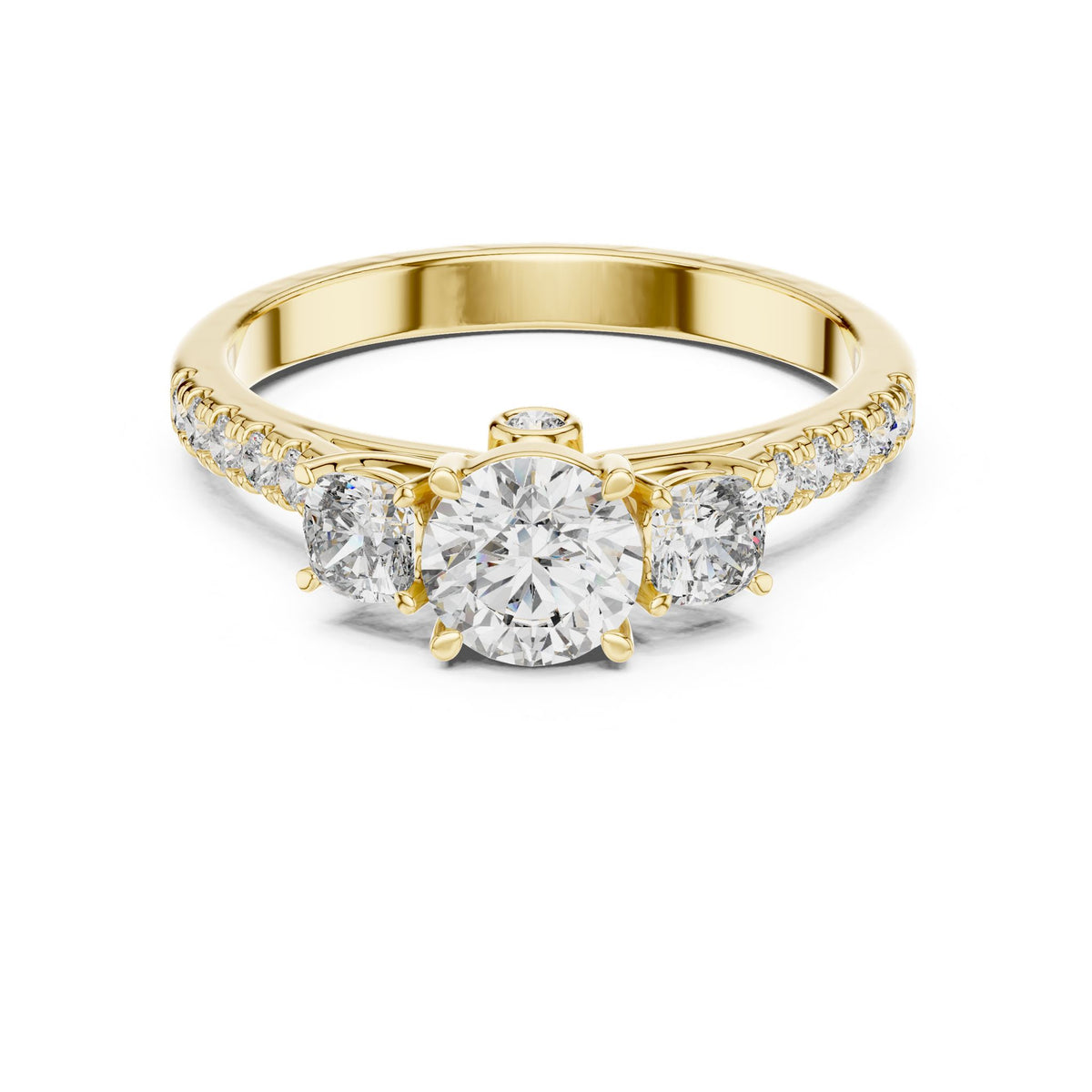 Round Three Stone Lab Grown Diamond Engagement Ring