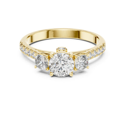 Round Three Stone Lab Grown Diamond Engagement Ring