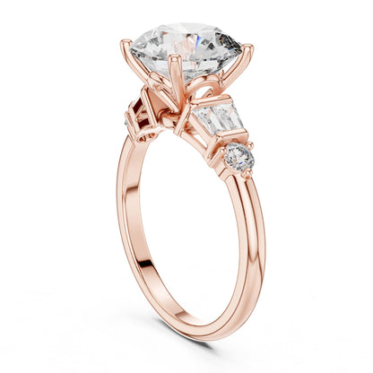 Round Three Stone Lab Grown Diamond Engagement Ring