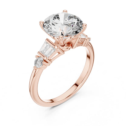 Round Three Stone Lab Grown Diamond Engagement Ring