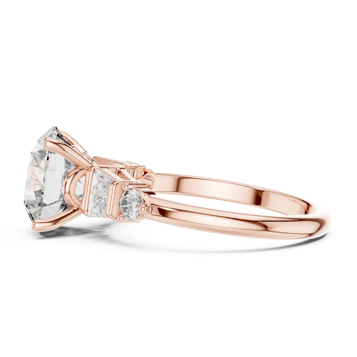 Round Three Stone Lab Grown Diamond Engagement Ring