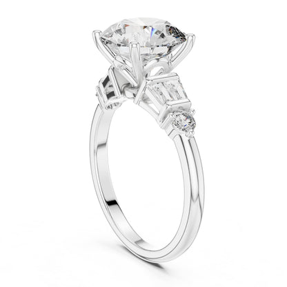 Round Three Stone Lab Grown Diamond Engagement Ring