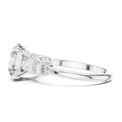Round Three Stone Lab Grown Diamond Engagement Ring