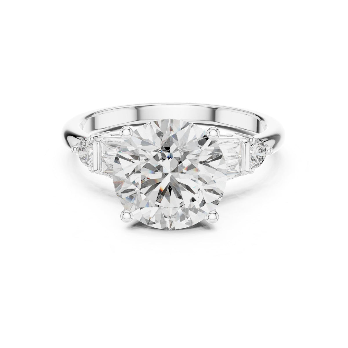 Round Three Stone Lab Grown Diamond Engagement Ring