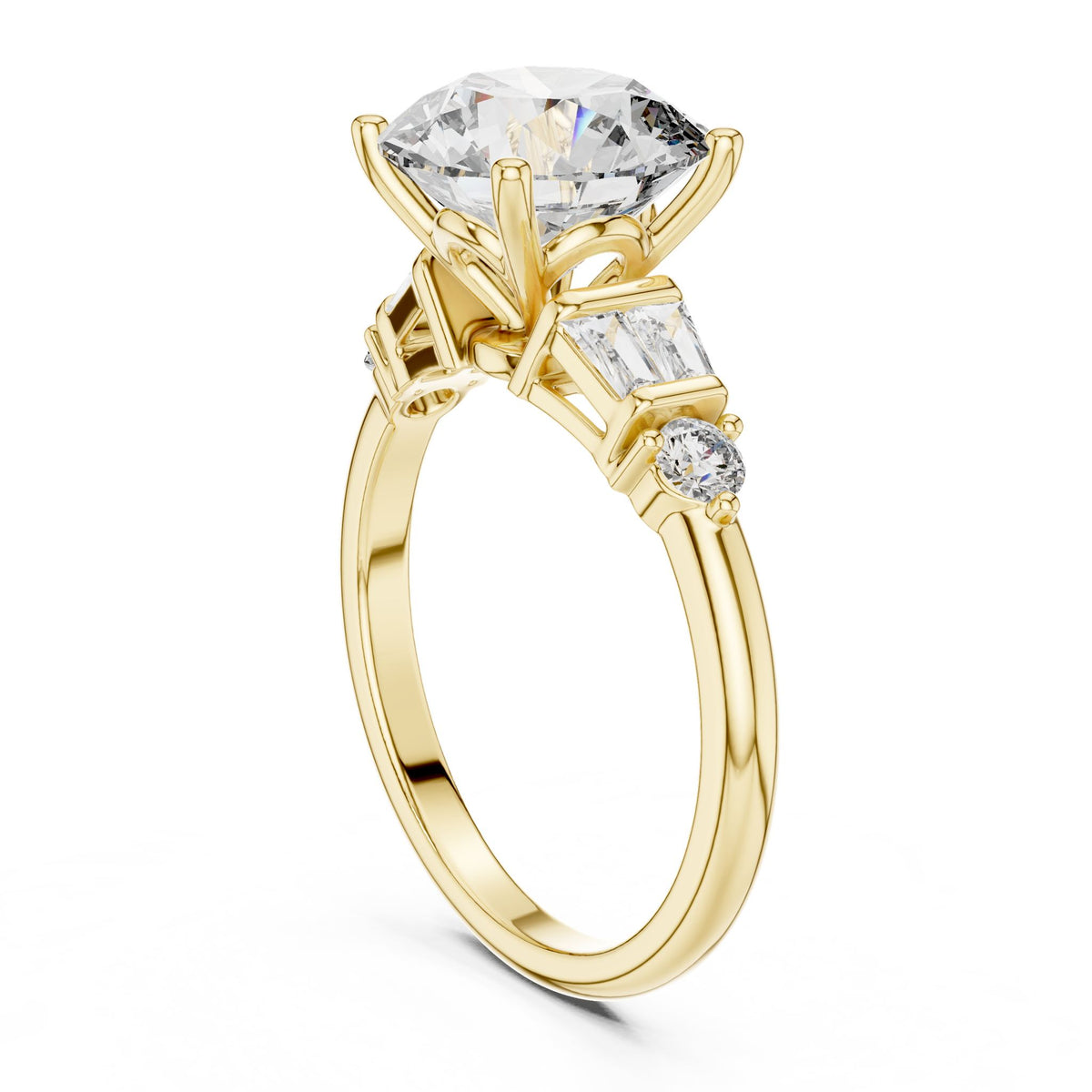 Round Three Stone Lab Grown Diamond Engagement Ring