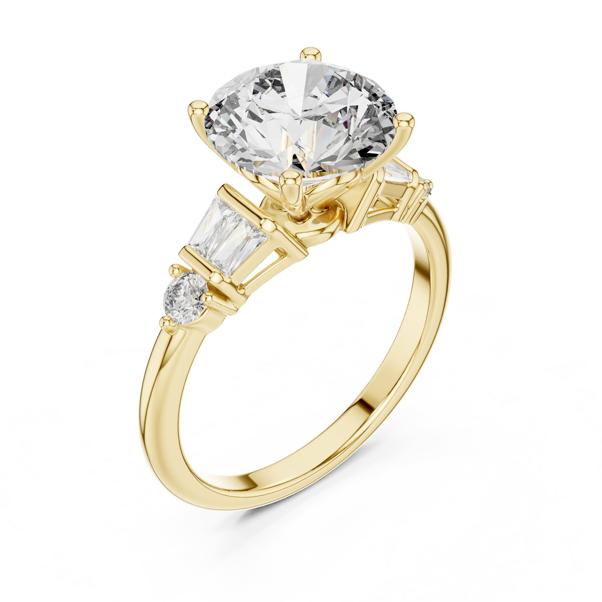 Round Three Stone Lab Grown Diamond Engagement Ring