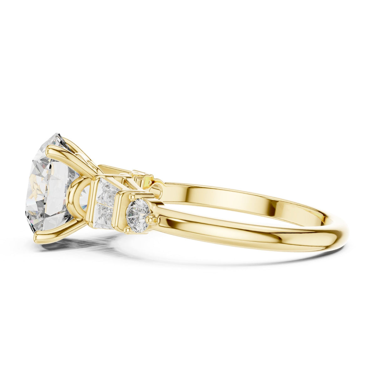 Round Three Stone Lab Grown Diamond Engagement Ring