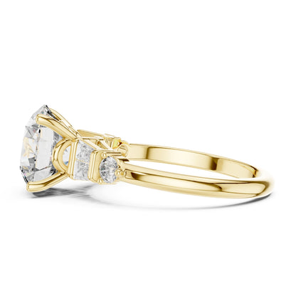 Round Three Stone Lab Grown Diamond Engagement Ring