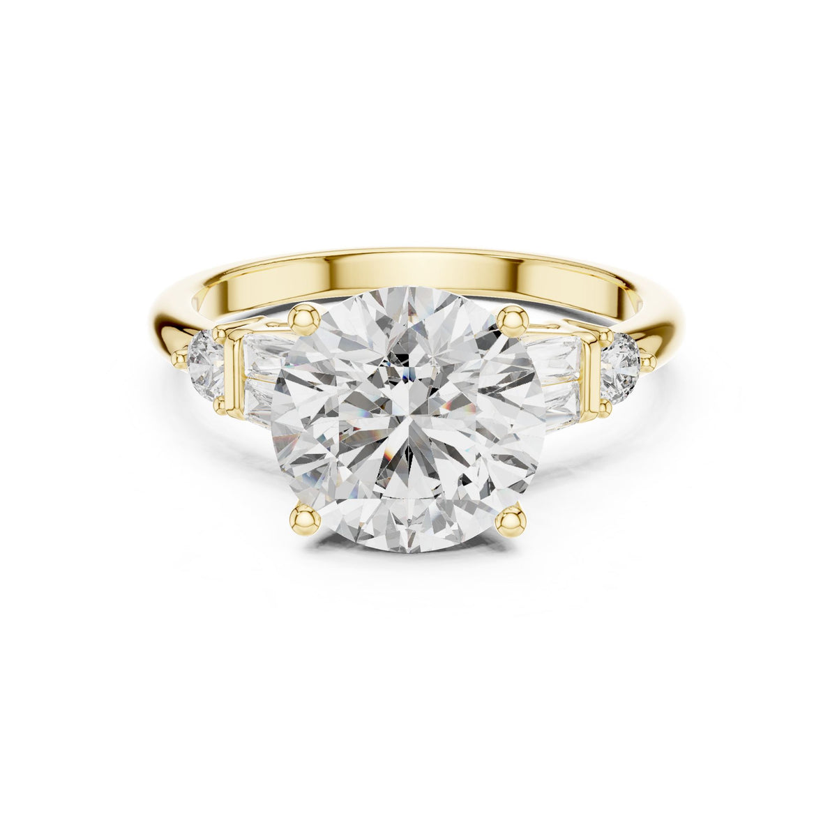 Round Three Stone Lab Grown Diamond Engagement Ring