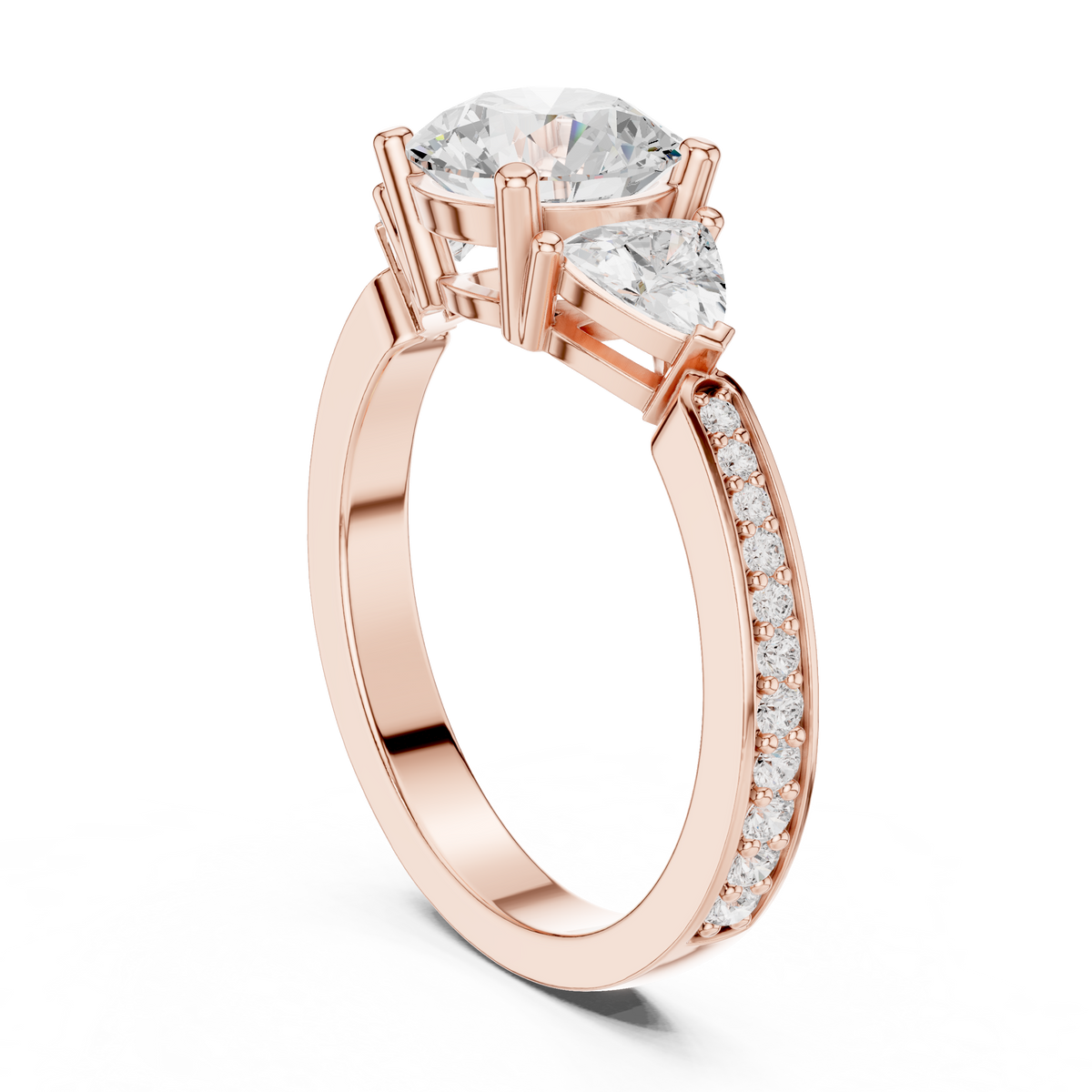 Round Three Stone Lab Grown Diamond Engagement Ring
