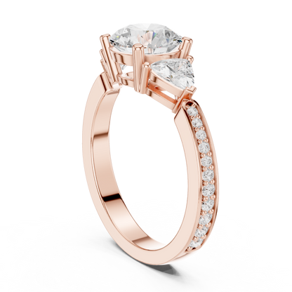 Round Three Stone Lab Grown Diamond Engagement Ring
