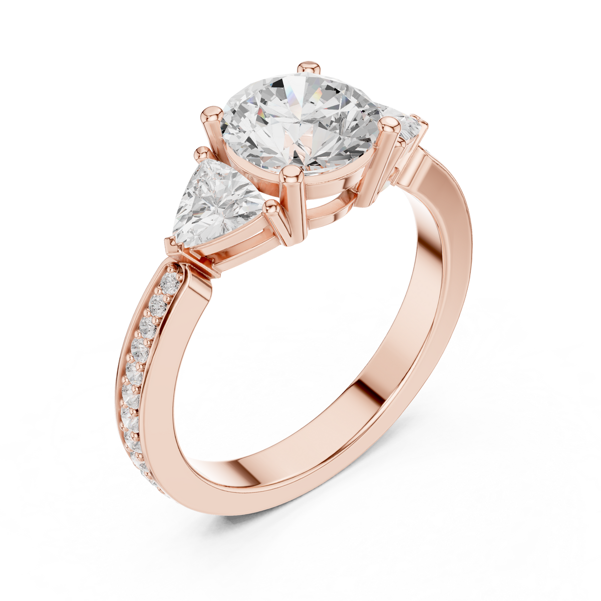 Round Three Stone Lab Grown Diamond Engagement Ring