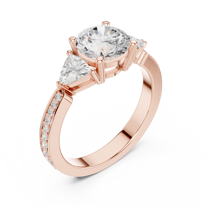 Round Three Stone Lab Grown Diamond Engagement Ring