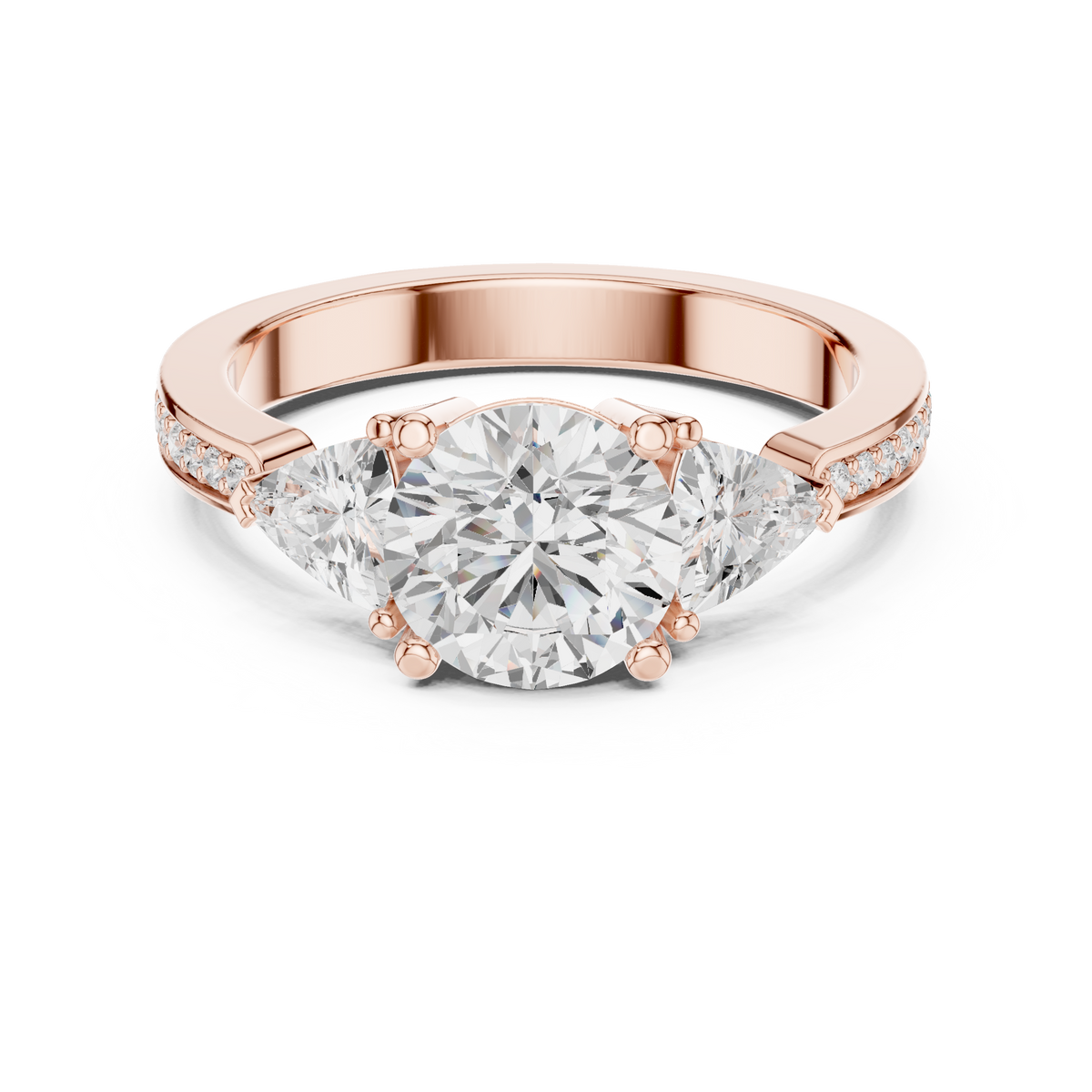Round Three Stone Lab Grown Diamond Engagement Ring