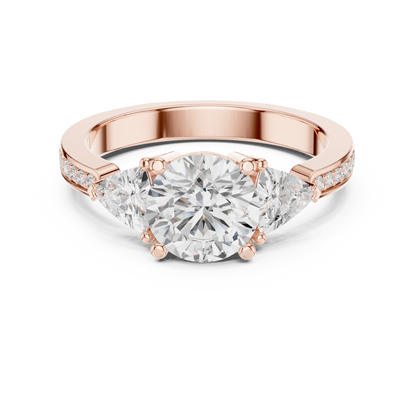 Round Three Stone Lab Grown Diamond Engagement Ring