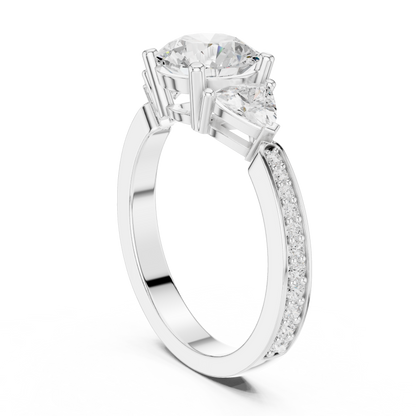 Round Three Stone Lab Grown Diamond Engagement Ring
