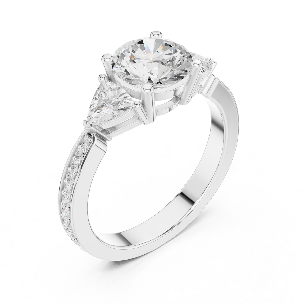 Round Three Stone Lab Grown Diamond Engagement Ring