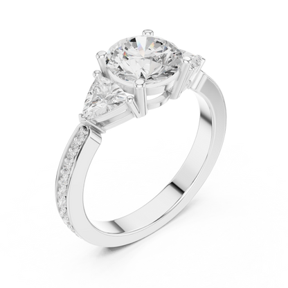 Round Three Stone Lab Grown Diamond Engagement Ring
