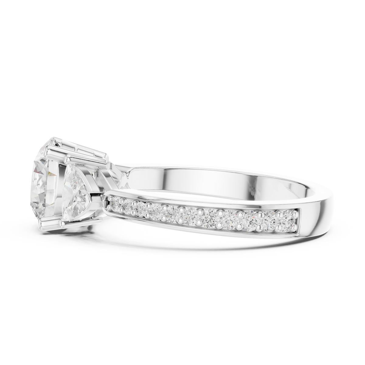 Round Three Stone Lab Grown Diamond Engagement Ring