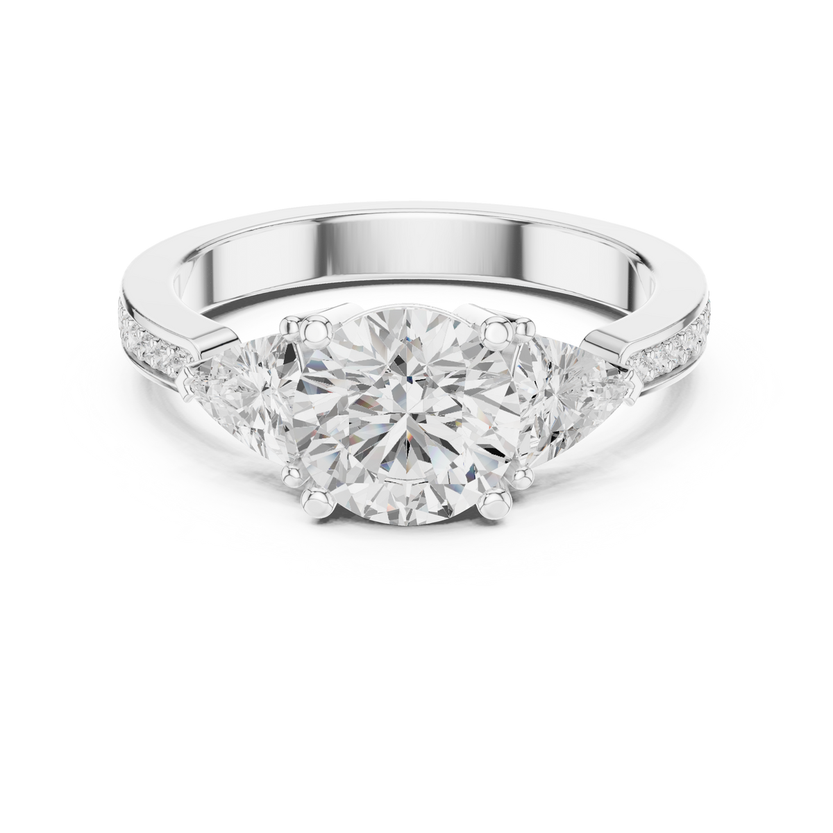Round Three Stone Lab Grown Diamond Engagement Ring