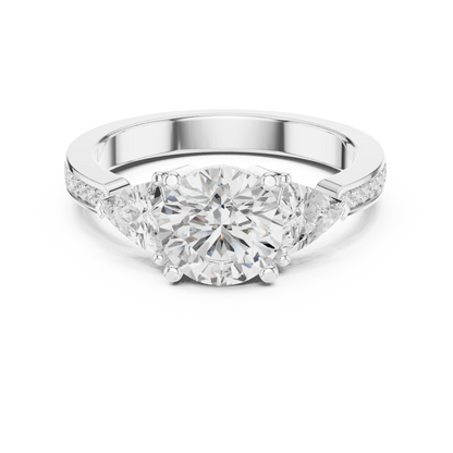 Round Three Stone Lab Grown Diamond Engagement Ring