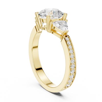 Round Three Stone Lab Grown Diamond Engagement Ring