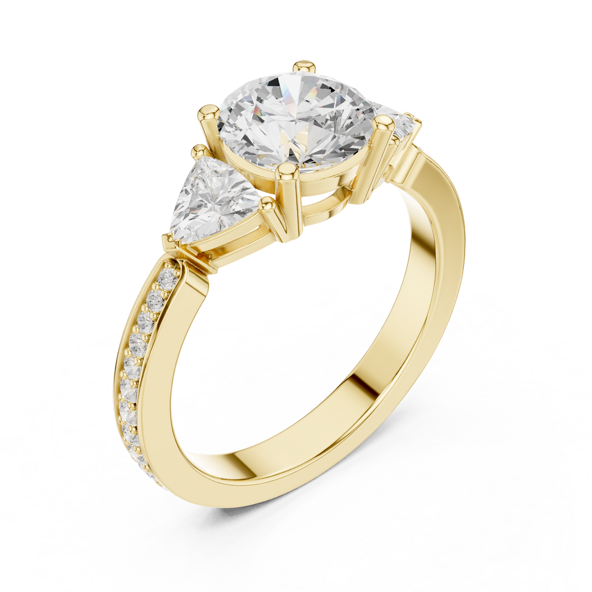 Round Three Stone Lab Grown Diamond Engagement Ring