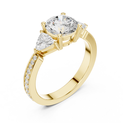 Round Three Stone Lab Grown Diamond Engagement Ring