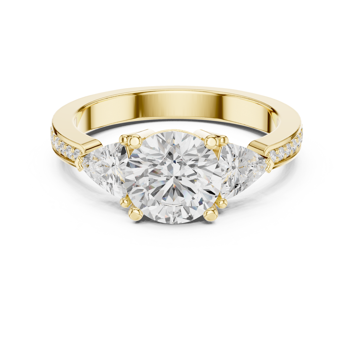 Round Three Stone Lab Grown Diamond Engagement Ring