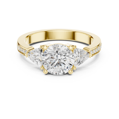 Round Three Stone Lab Grown Diamond Engagement Ring