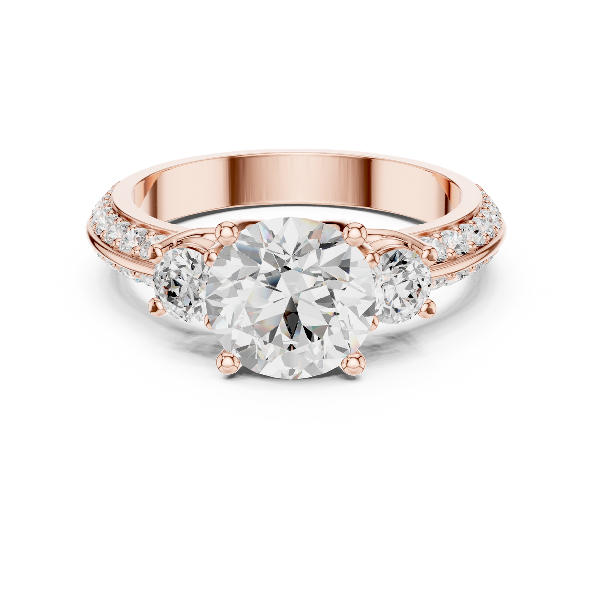 Round Three Stone Lab Grown Diamond Engagement Ring
