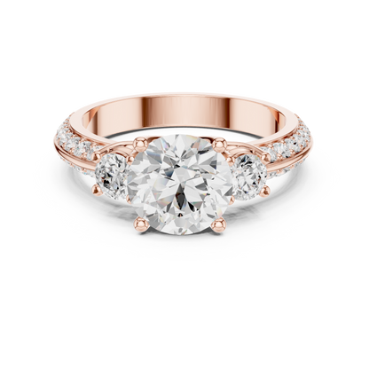 Round Three Stone Lab Grown Diamond Engagement Ring