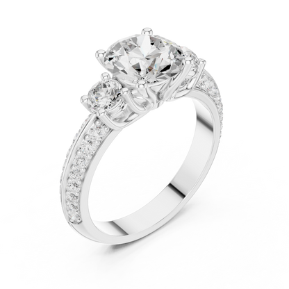 Round Three Stone Lab Grown Diamond Engagement Ring