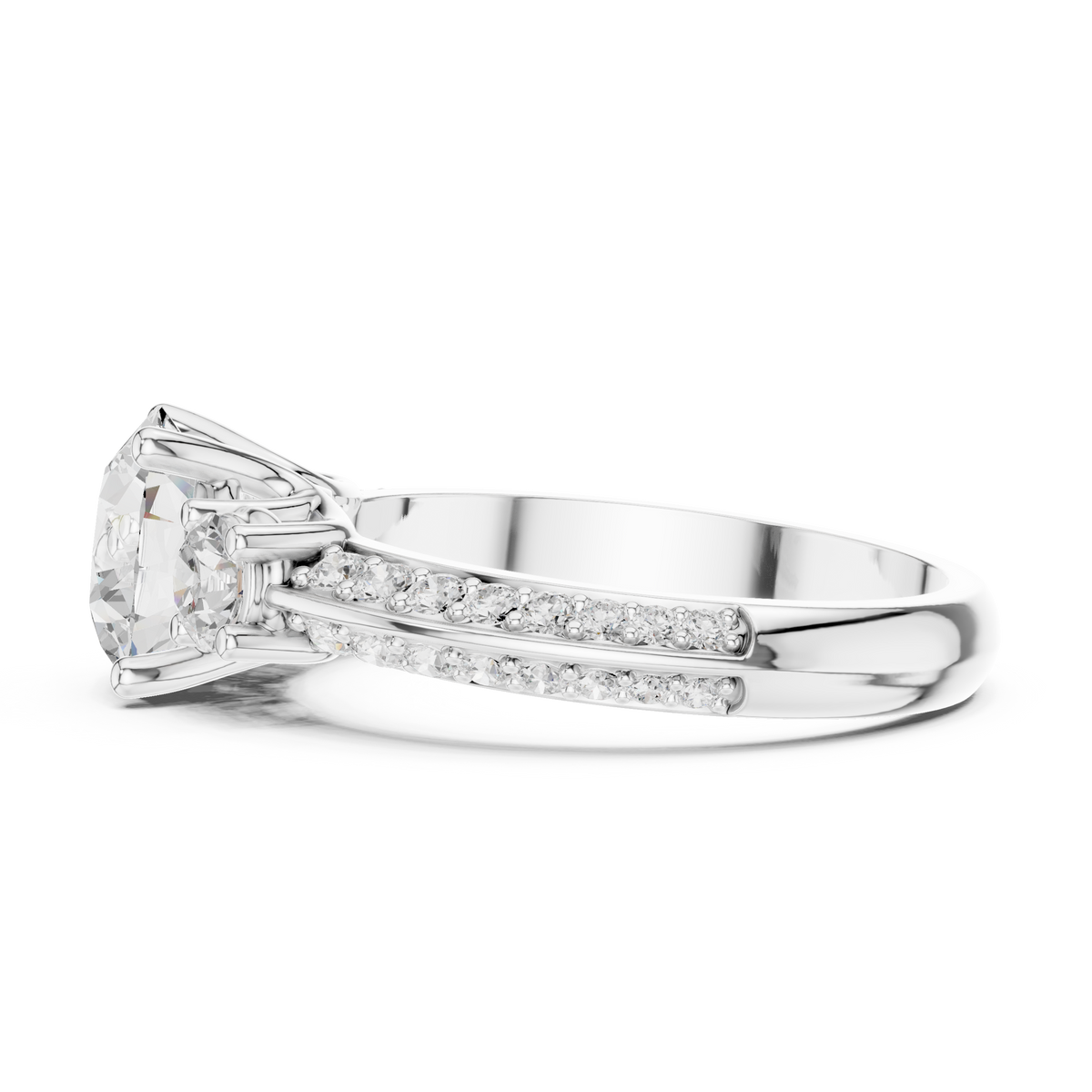 Round Three Stone Lab Grown Diamond Engagement Ring