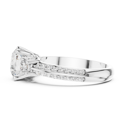 Round Three Stone Lab Grown Diamond Engagement Ring