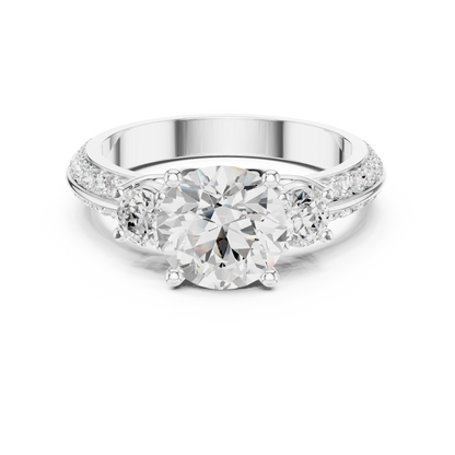 Round Three Stone Lab Grown Diamond Engagement Ring
