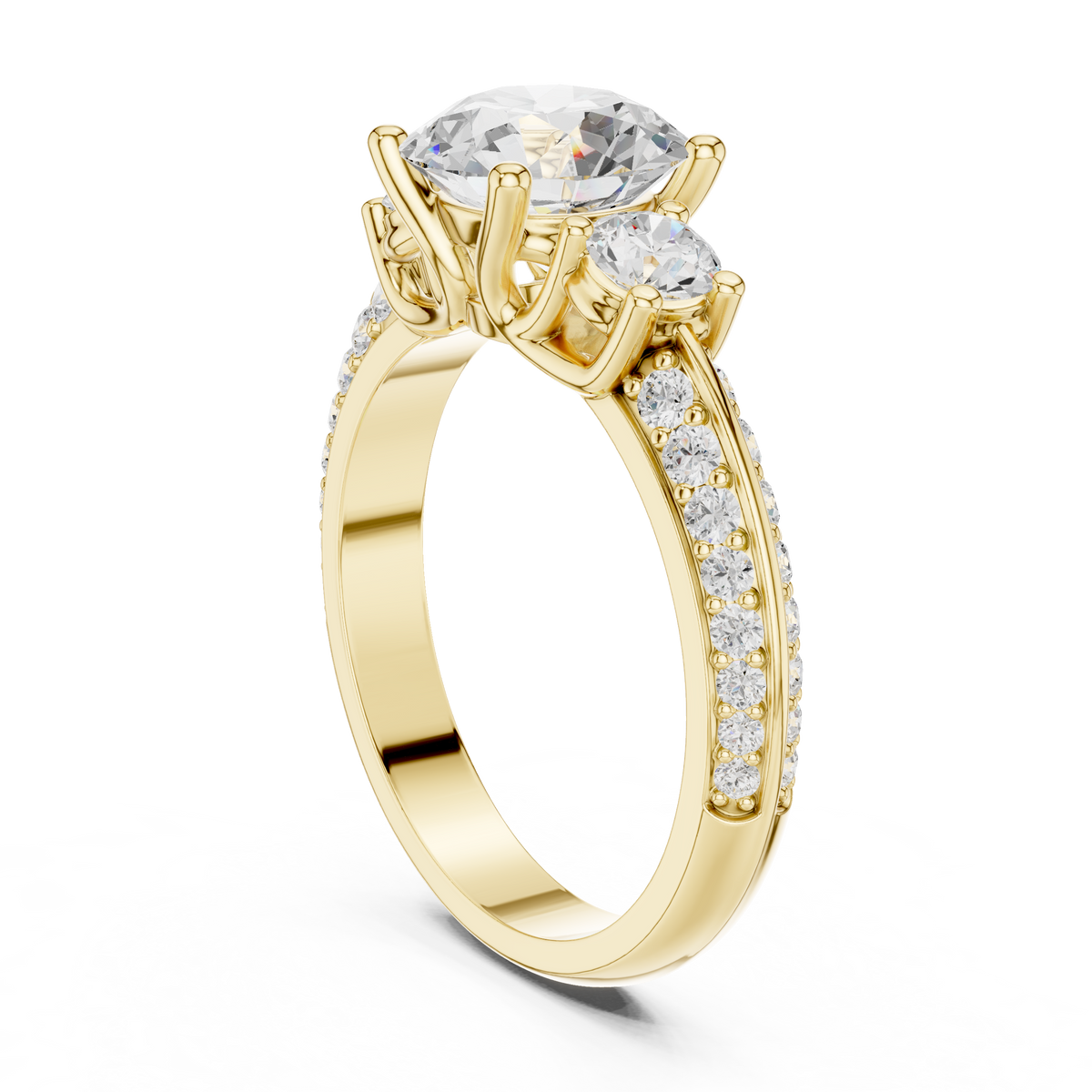 Round Three Stone Lab Grown Diamond Engagement Ring