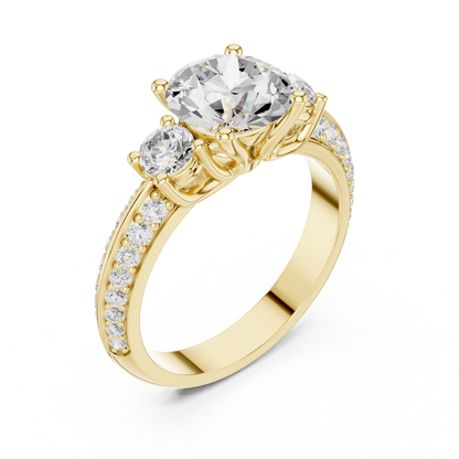 Round Three Stone Lab Grown Diamond Engagement Ring