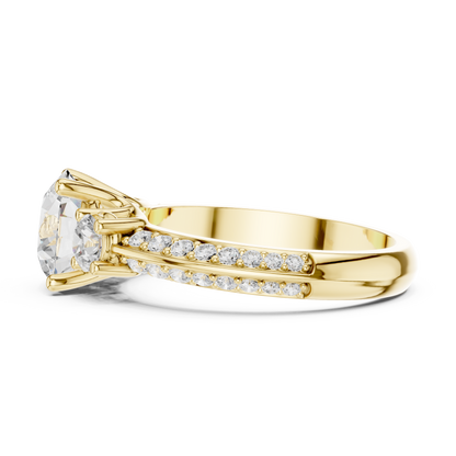 Round Three Stone Lab Grown Diamond Engagement Ring