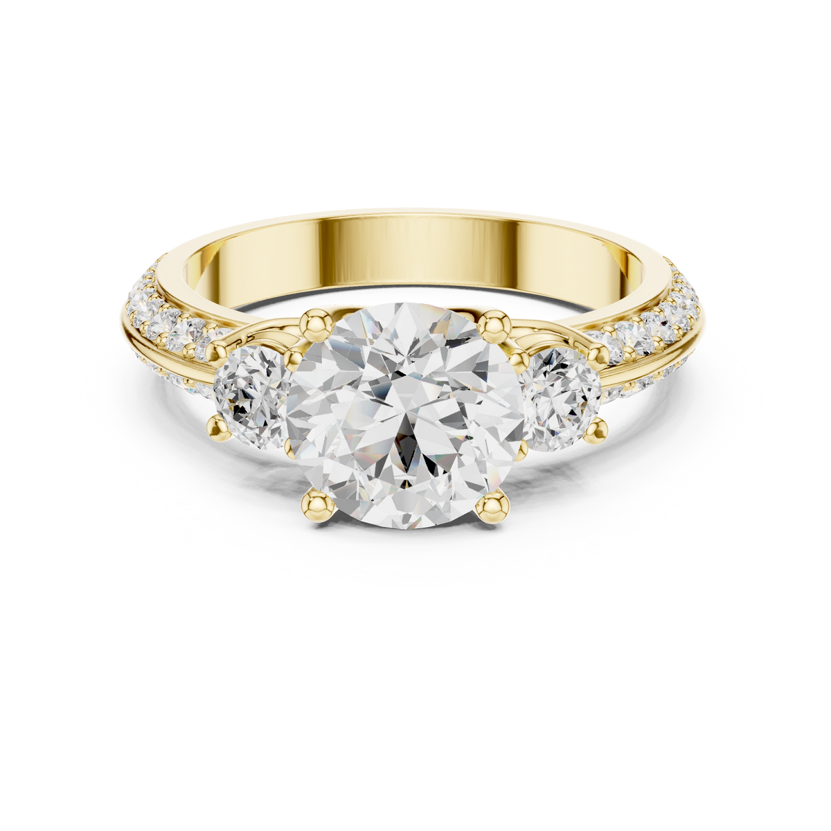 Round Three Stone Lab Grown Diamond Engagement Ring