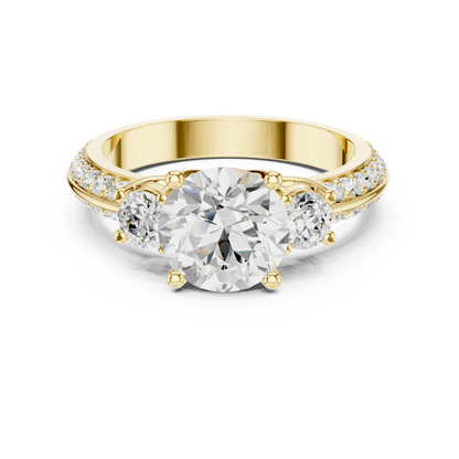 Round Three Stone Lab Grown Diamond Engagement Ring